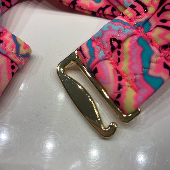 bikini top & bottom: coral rose tile wrap top w/ ruching bottom - Picture 6 of 11